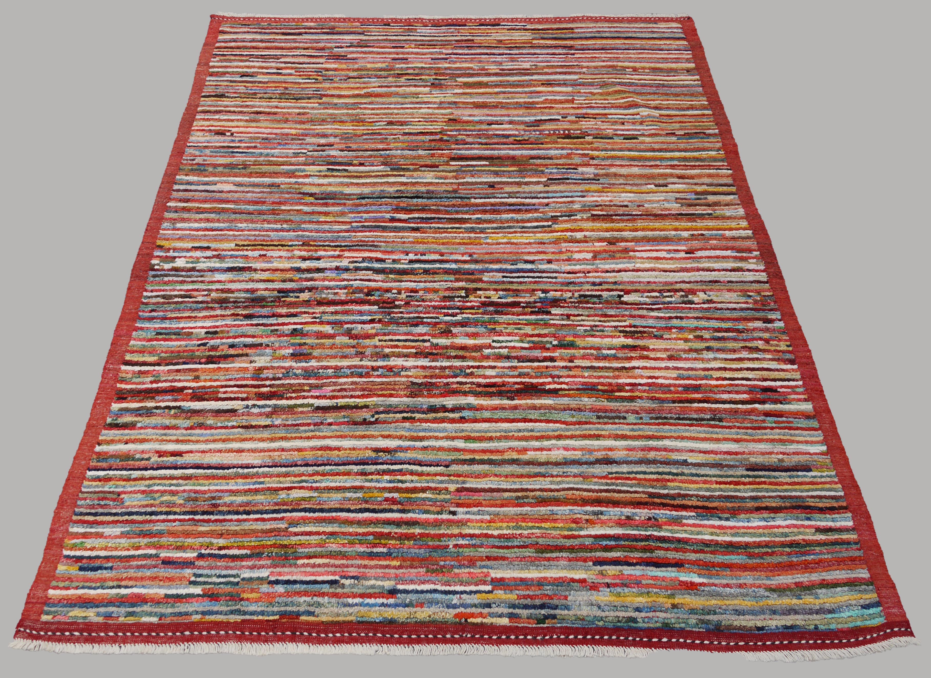 Modern Striped Afghan Rug – 205 × 290 cm