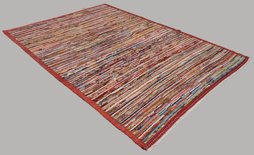 Modern Striped Afghan Rug – 205 × 290 cm